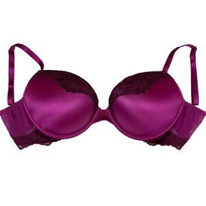 EUC Victoria’s Secret Bra Very Sexy Push-up Lace Trim 34DD Underwire Dark Pink